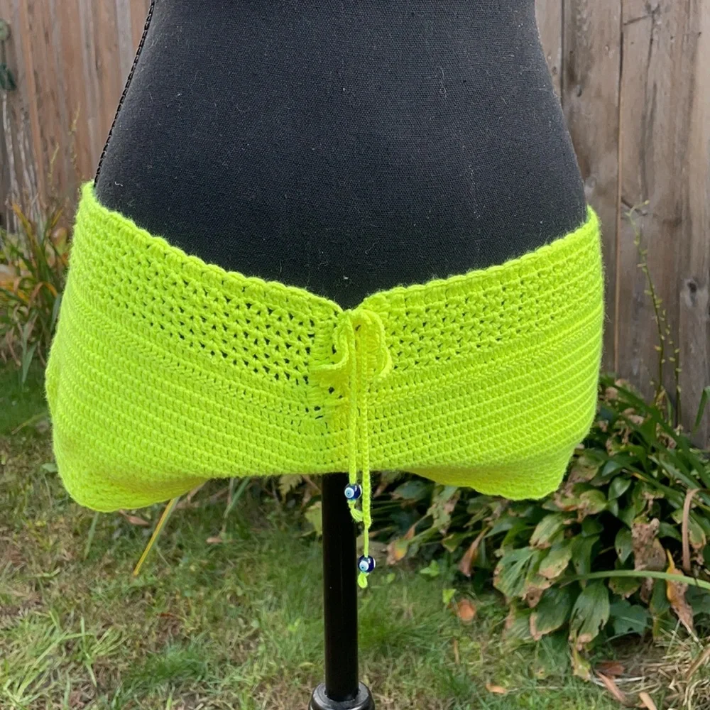 Neon Yellow Handmade Crochet Bikini Set – 100% Cotton – Adjustable S-M-L